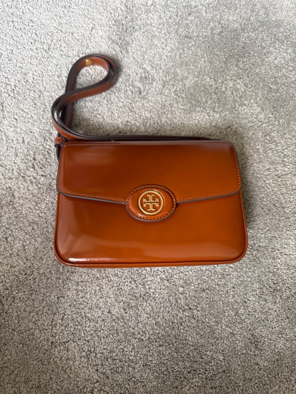 Tory Burch Robinson Spazzolato Shoulder bag color Dark Sienna - Picture 4 of 8